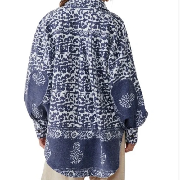 Free People Printed Ruby Jacket Navy Combo - Picture 2 of 3